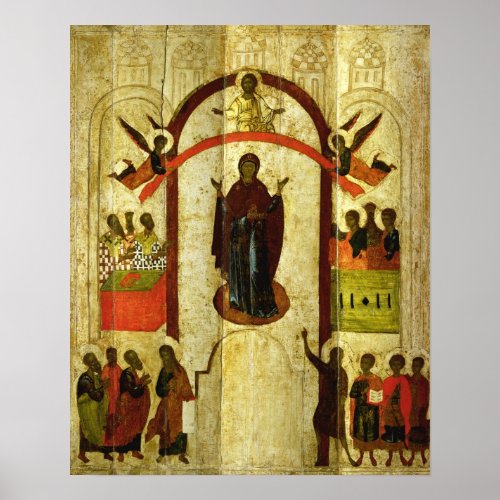 The Protection of the Theotokos  Russian icon Poster