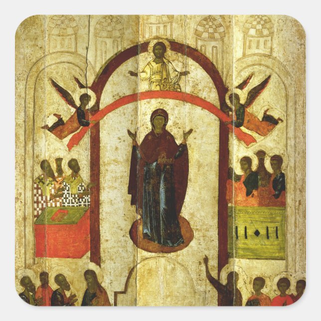 The Protection of the Theotokos  Russian icon Square Sticker (Front)