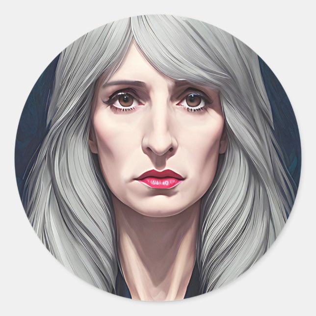 The Protector Elder Witch Fantasy art Painting   Classic Round Sticker (Front)