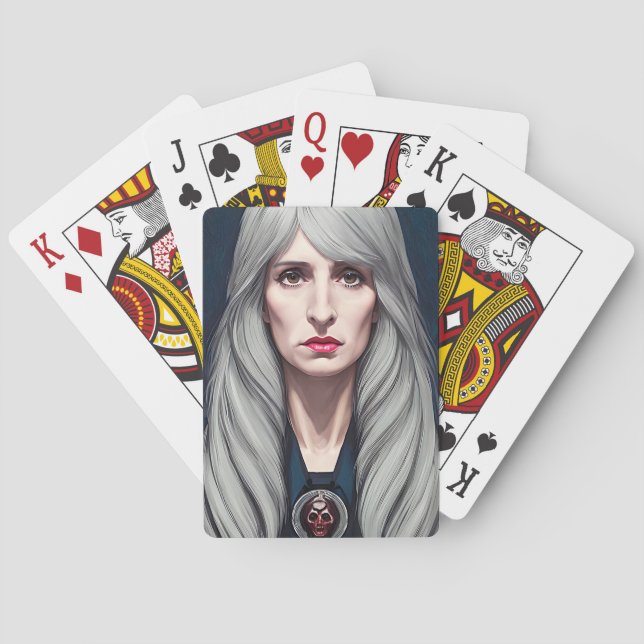 The Protector Elder Witch Fantasy art Painting   Poker Cards (Back)