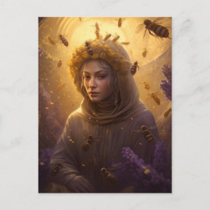 The Protector of the Honey Bee Blond Woman Postcard