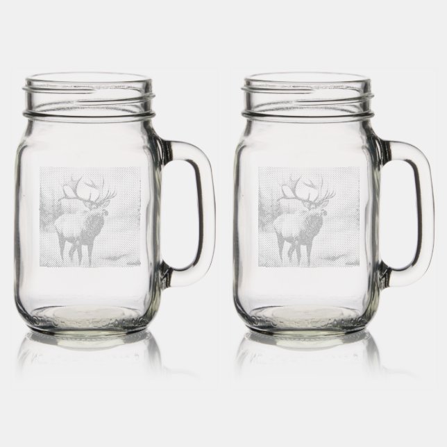 The proud Elk Mason Jar W/ Handle (Glassware)