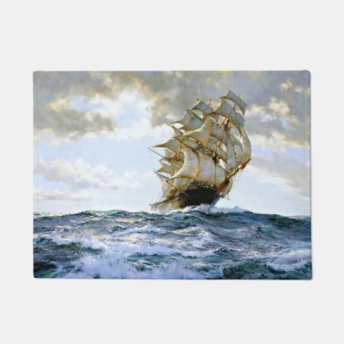 The Proud Ship Painting By Montague Dawson Doormat