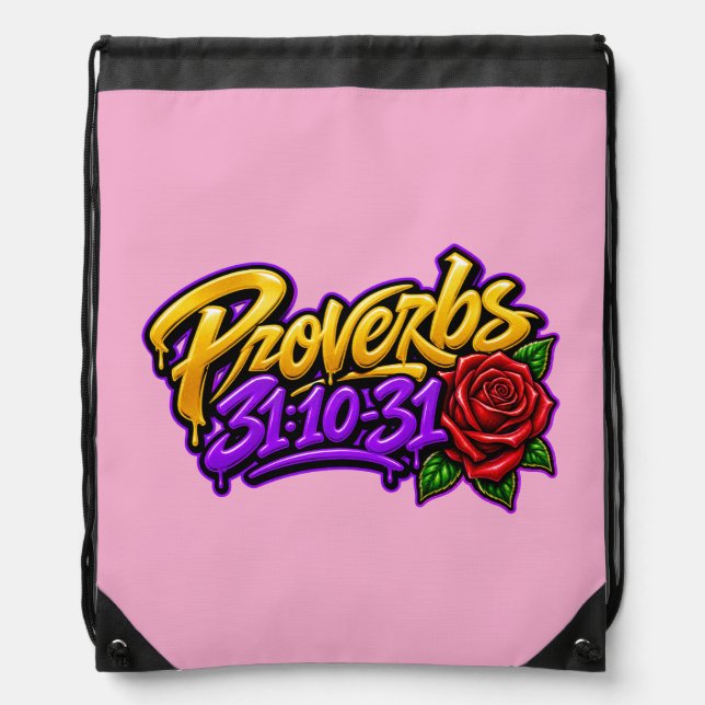 The Proverbs 31 Woman Drawstring Bag (Front)