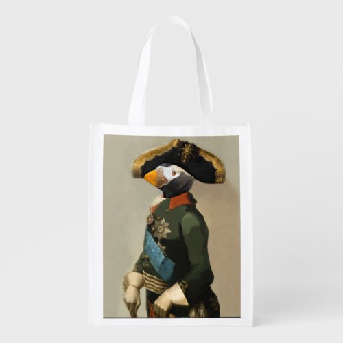 The Puffin King _ Art Spoof Grocery Bag