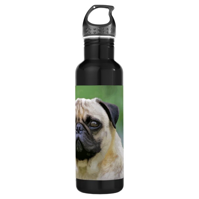 The Pug Dog Stainless Steel Water Bottle (Front)