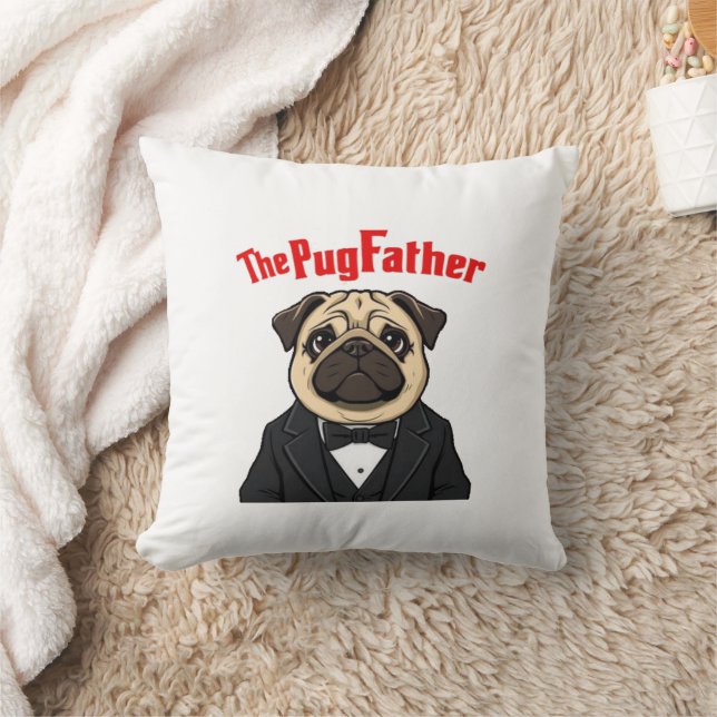 The Pug Father Throw Pillow (Blanket)