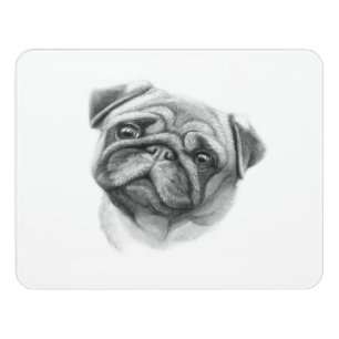 The Pug Portrait   Cute Pug Dog Face Door Sign