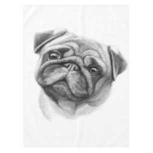 The Pug Portrait   Cute Pug Dog Face Tablecloth