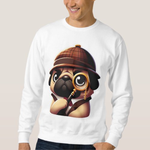  the Puggy Detective Adorable Dog Photo Sweatshirt