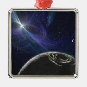 The pulsar planet system metal ornament