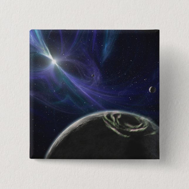 The pulsar planet system pinback button (Front)