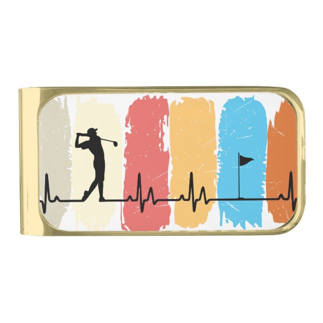 The Pulse of the Game: Golf in Motion Gold Finish Money Clip (Front)