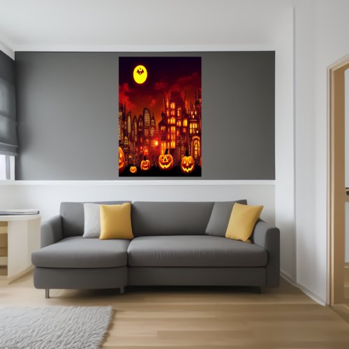 The pumpkin city at Halloween  AI Art Poster