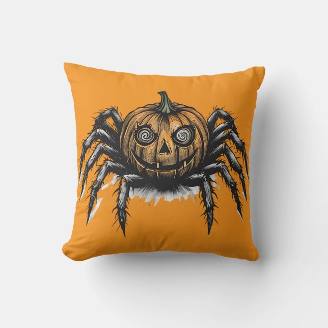 The Pumpkin-Headed Crawler Throw Pillow (Front)