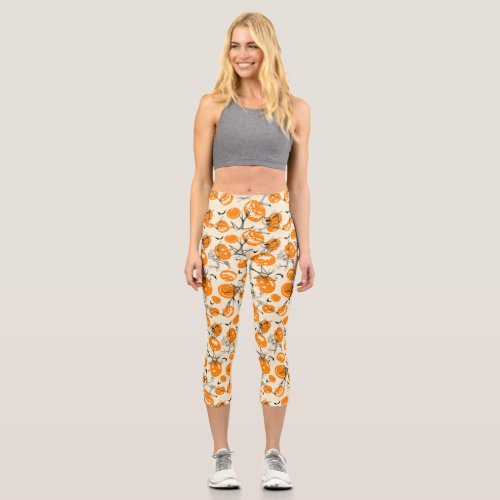 The Pumpkin King Halloween Pattern Capri Leggings