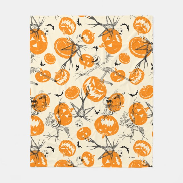 The Pumpkin King Halloween Pattern Fleece Blanket (Front)