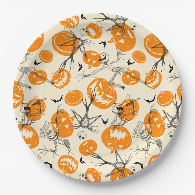 The Pumpkin King Halloween Pattern Paper Plates (Front)
