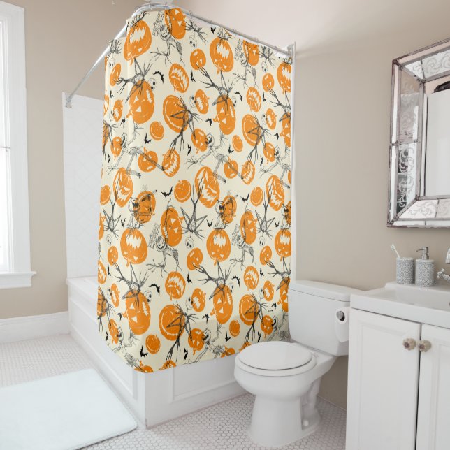 The Pumpkin King Halloween Pattern Shower Curtain (In Situ)