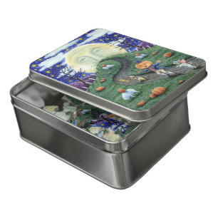 THE PUMPKIN MAN MEETING MAN IN THE MOON, HALLOWEEN JIGSAW PUZZLE