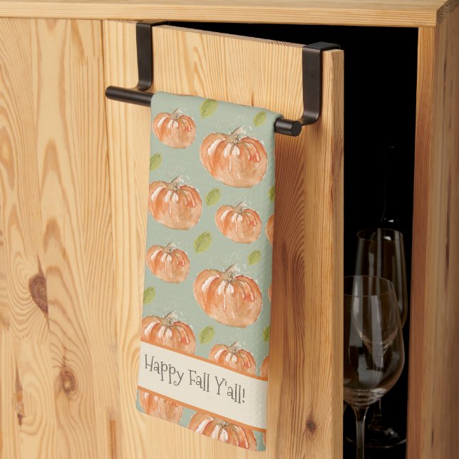 The Pumpkin Patch "Happy Fall Ya'll" Kitchen Towel (Thirds Fold)