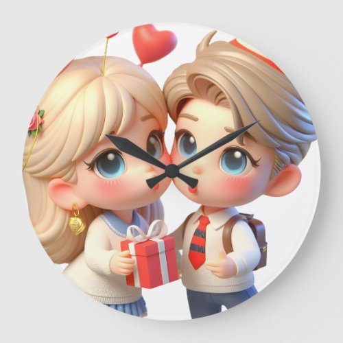 The Pure and Sweet Kiss Throw Pillow Large Clock