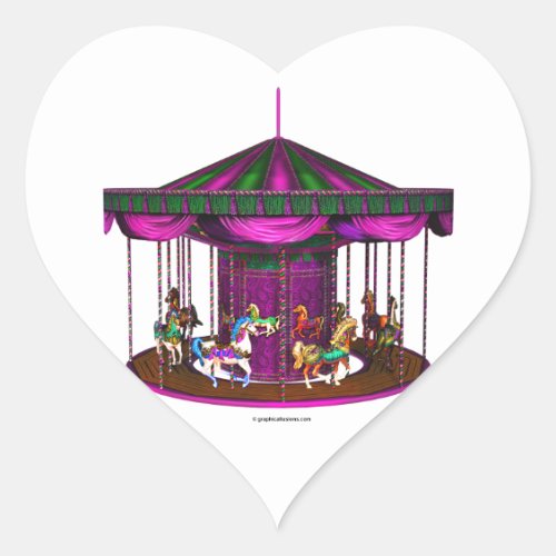The Purple Carousel Heart_Shaped Stickers