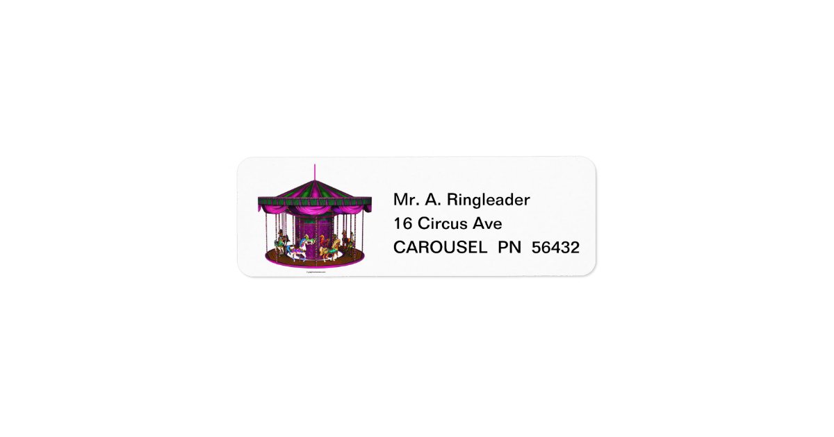 Carousel Address Labels The Purple Carousel Return Address Labels | Zazzle