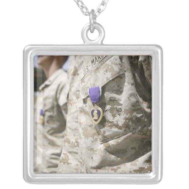 The Purple Heart Award 2 Silver Plated Necklace (Front)