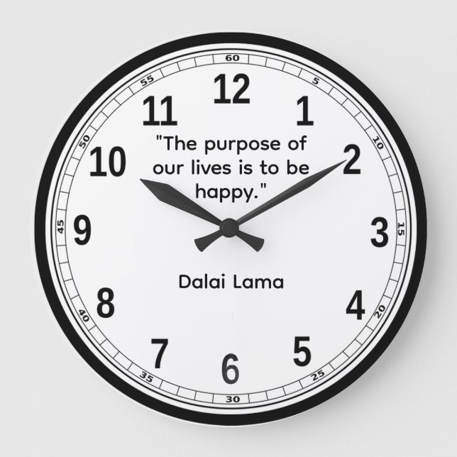 The purpose of our lives, Dalai Lama Large Clock (Front)