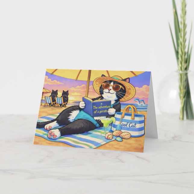 The Purrfect Beach Day, Cat  Card (Front)