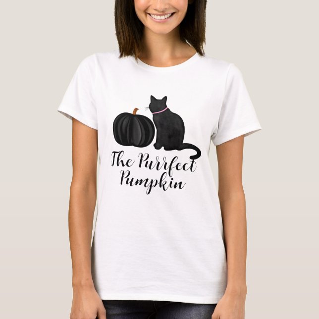 The Purrfect Black Pumpkin Women T-Shirt (Front)