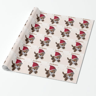 The Purrfect Christmas - Tiger In Santa Hat Wrapping Paper at Zazzle