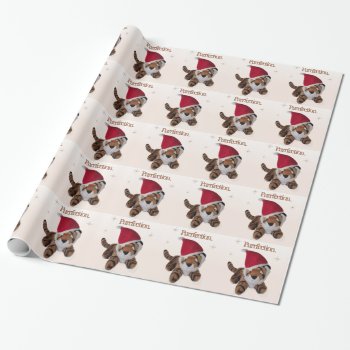 The Purrfect Christmas - Tiger In Santa Hat Wrapping Paper by DigitalDreambuilder at Zazzle