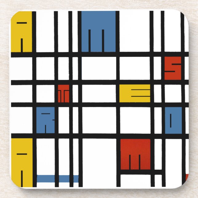 The puzzle of Amsterdam (Mondrian style) Drink Coaster (Front)