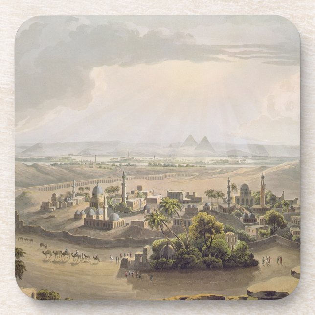 The Pyramids at Cairo, engraved by Daniel Havell ( Drink Coaster (Front)