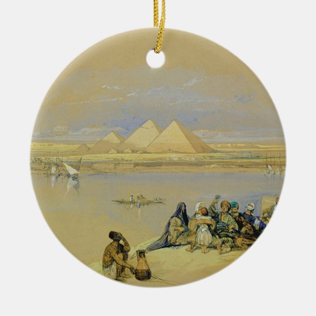 The Pyramids at Giza, near Cairo (w/c) Ceramic Ornament (Front)