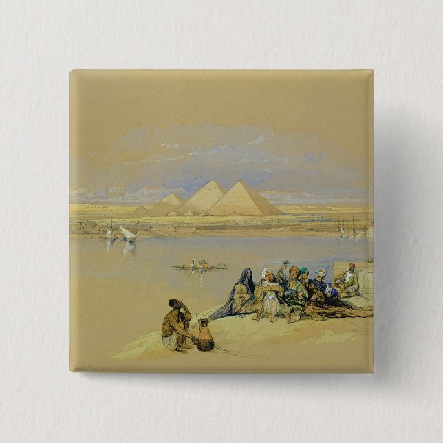 The Pyramids at Giza, near Cairo (w/c) Pinback Button (Front)