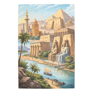 the pyramids-Land of Pharaohs and Light Metal Print