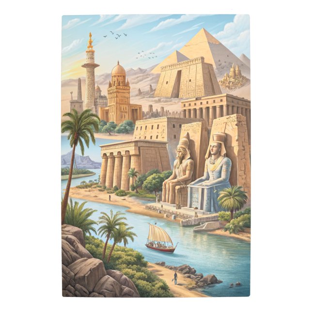 the pyramids-Land of Pharaohs and Light Metal Print (Front)