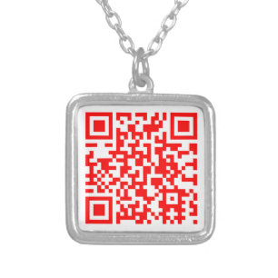 The QR Code Modern Business Card Silver Plated Necklace