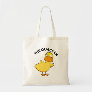 The Quacken Funny Duck Pun Tote Bag