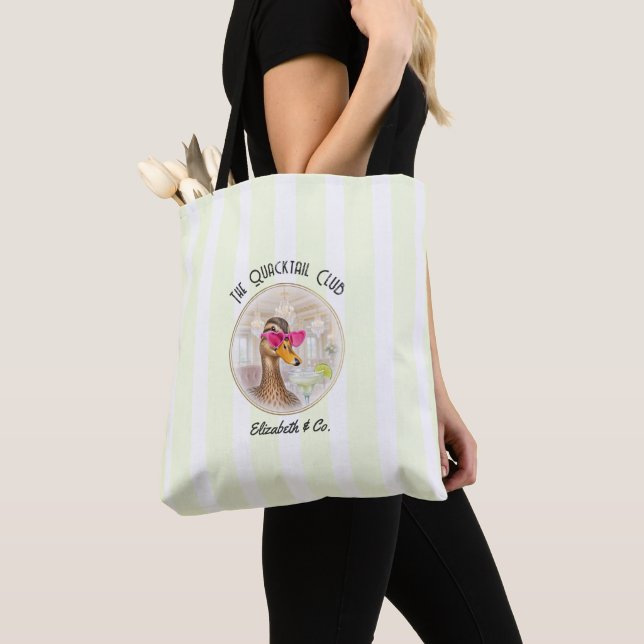 The Quacktail Club Preppy Lake Bachelorette Tote Bag (Close Up)
