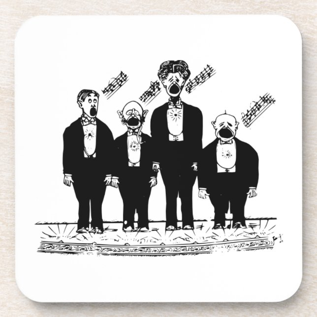 The Quartet, barbershop singers, Beverage Coaster (Front)