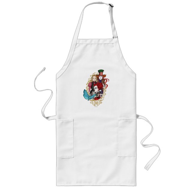 The Queen, Alice & Mad Hatter 2 Long Apron (Front)