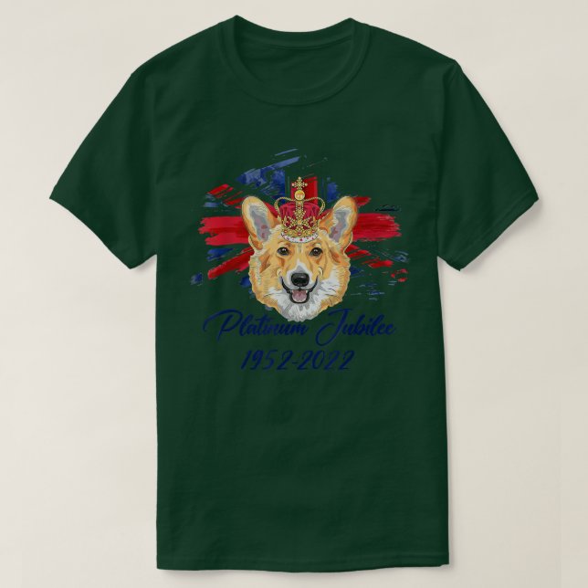 The Queen funny royal corgi dog Platinum Jubilee f T-Shirt (Design Front)