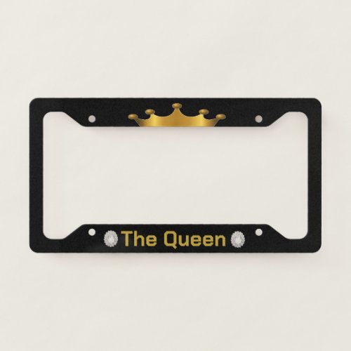 The Queen Gold on Black License Plate Frame