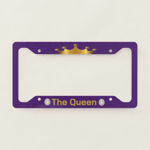 The Queen Gold on Purple License Plate Frame