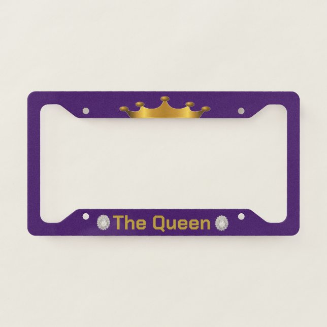The Queen Gold on Purple License Plate Frame (Front)