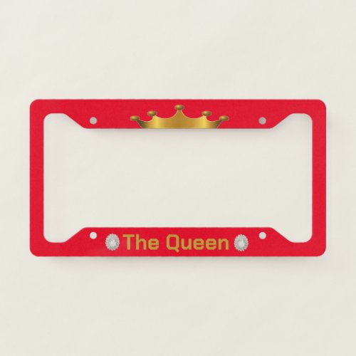 The Queen Gold on Red License Plate Frame